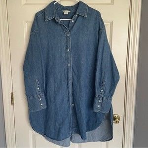 H&M long jean jacket size L